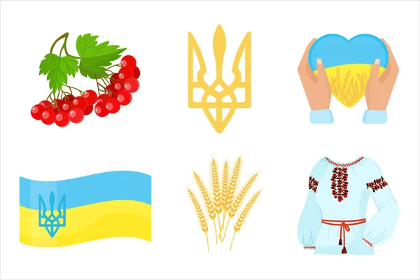 Depositphotos 572589566 Stock Illustration Set Ukrainian Symbols Tryzub Vyshyvanka 1